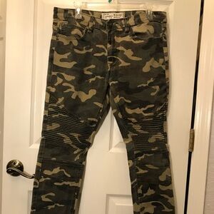 Camouflage Biker Jeans, Slim Taper, MOTO denim, stretch